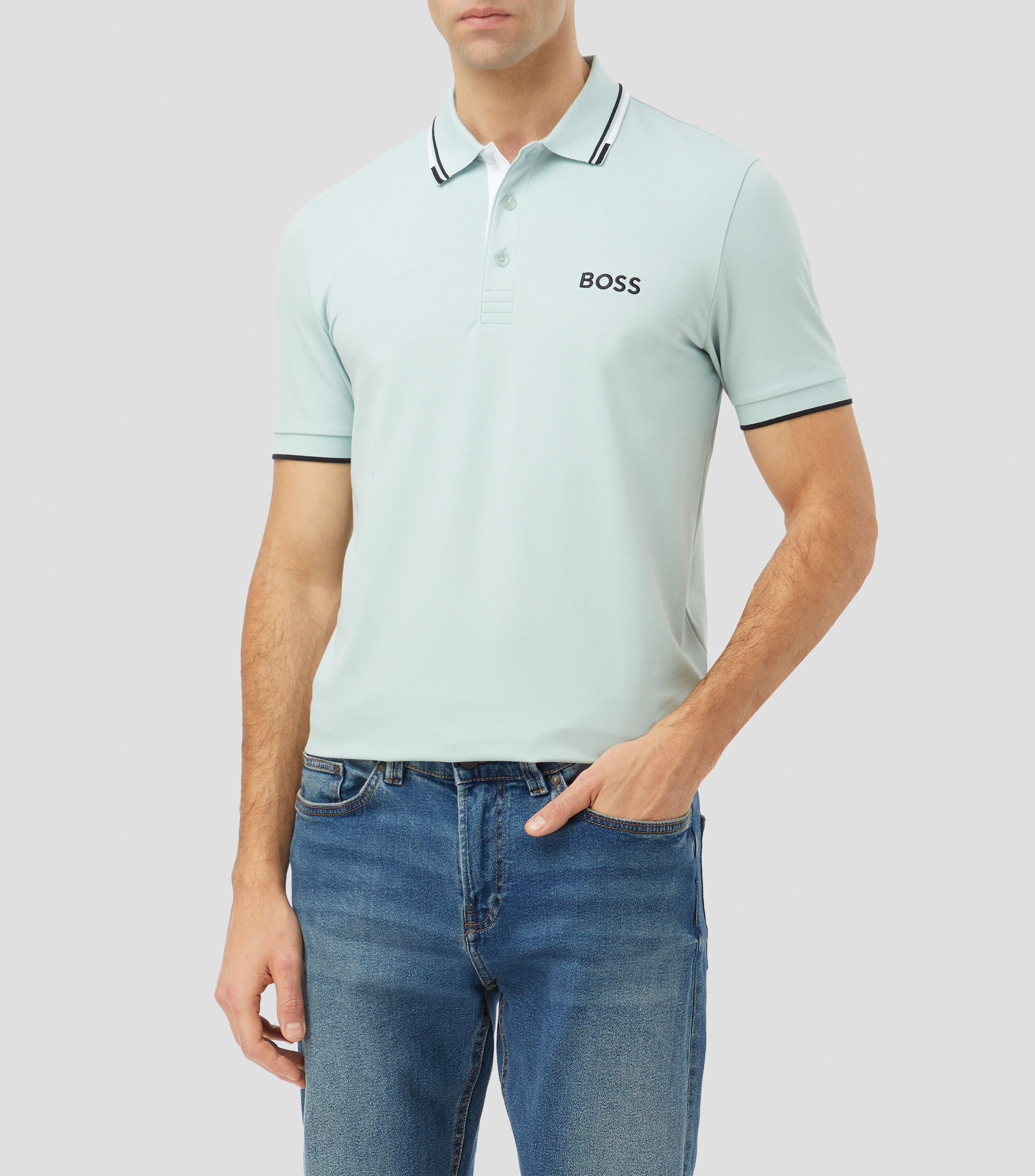 Playera tipo polo manga corta lisa Hombre